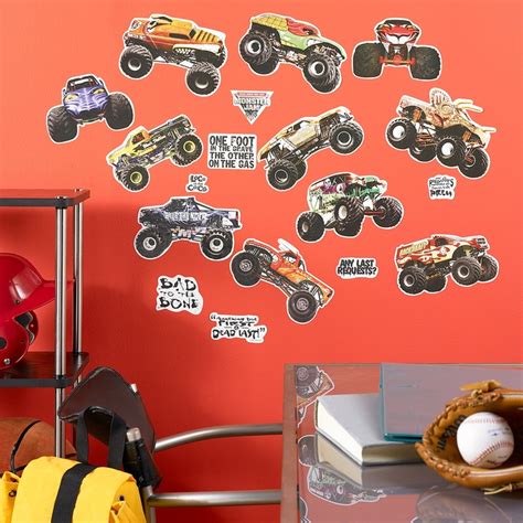 Pixar disney cars monster jam truck wall sticker decal kid nursery decor mural. Monster Jam Removable Wall Decorations, 43472 | boys ...