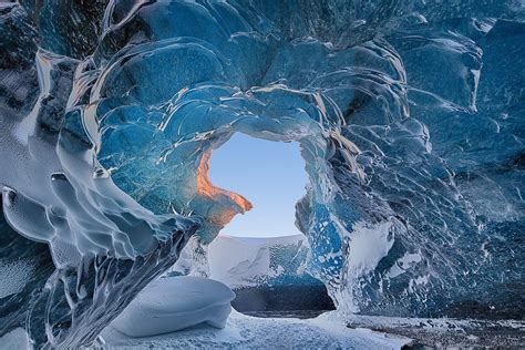 Sunrice Ice Cave Cool Landscapes Sunrise