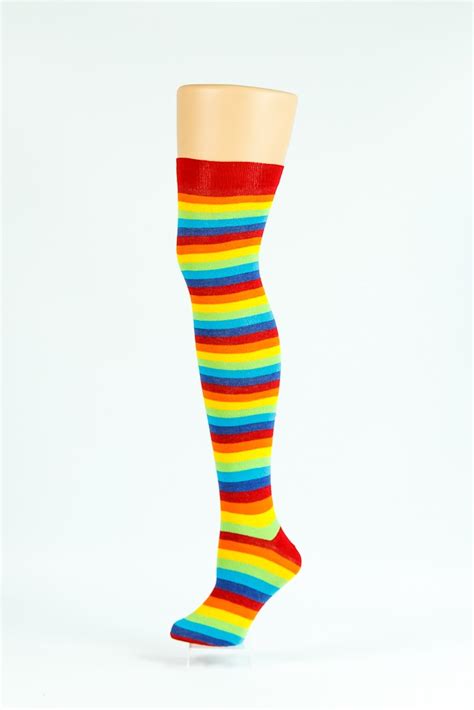 Rainbow Coloured Over The Knee Socks Over The Knee Senior Style Wholesale In Hosiery Socks