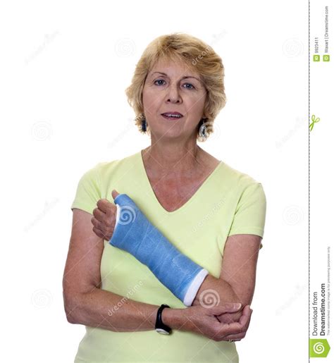 Senior Woman With Painful Arm In Cast Stock Image Image