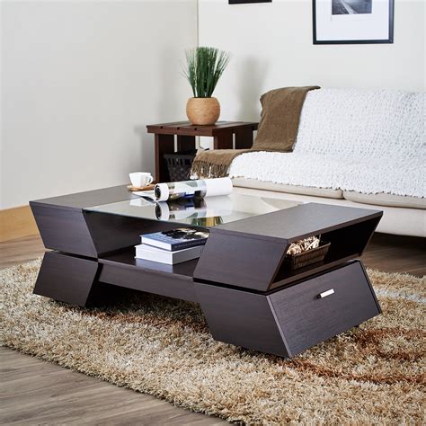 Furniture Of America Colston Contemporary Glass Top Coffee Table Free