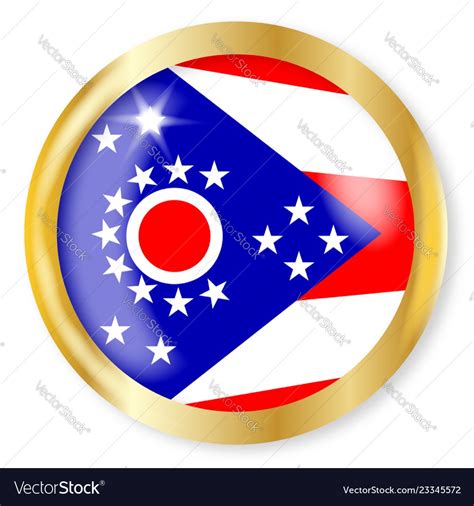 Ohio Flag Button Royalty Free Vector Image Vectorstock