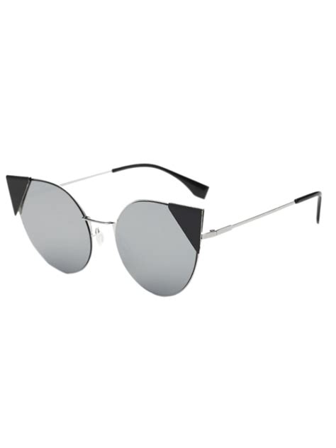 14 Off 2021 Triangle Insert Cat Eye Mirrored Sunglasses In Silver