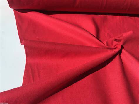 Plain Red 100 Cotton Fabric Material 120cm Wide Per Metre Red