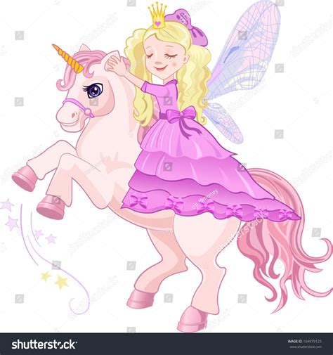 Princess Fairy Tale Unicorn เวกเตอร์สต็อก ปลอดค่าลิขสิทธิ์ 164979125