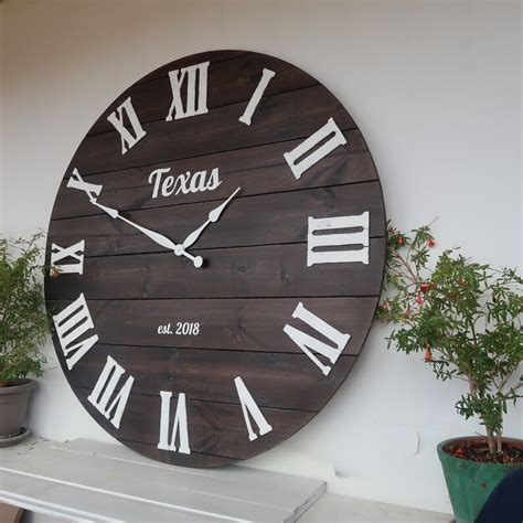 37 Personalized Oversized Wall Clock Rustic Clock Large Etsy
