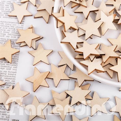 50 Pack Unfinished Wooden Star Cutouts For Diy Arts Crafts Decoration 2