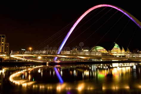Gateshead Millennium Tilt Bridge 2001 At Night Newcastle Upon Tyne