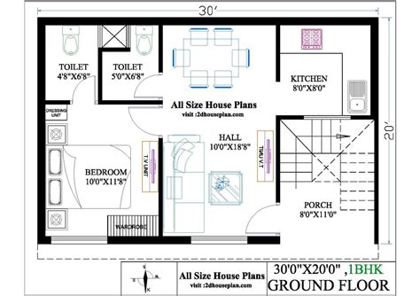30 By 20 House Plan Best 600 Sqft House Plan 1bhk House