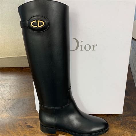 Dior Shoes Dior Black Leather Diorable Cd Knee High Boots Poshmark