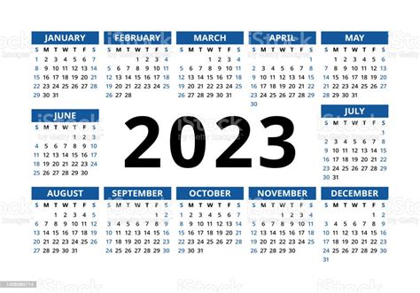 Ilustración De Calendario Vectorial Azul Año 2023 Diseño Del Paisaje