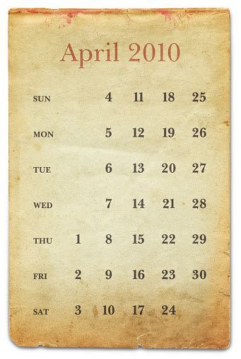 April 2010 Old Paper Calendar Stock Photo Download Image Now Istock