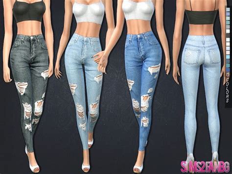 The Best Ripped Skinny Jeans By Sims2fanbg Sims 4 Clothing Sims 4