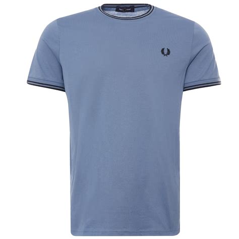Fred Perry Twin Tipped T Shirt Ash Blue M N Twn Tip Tee