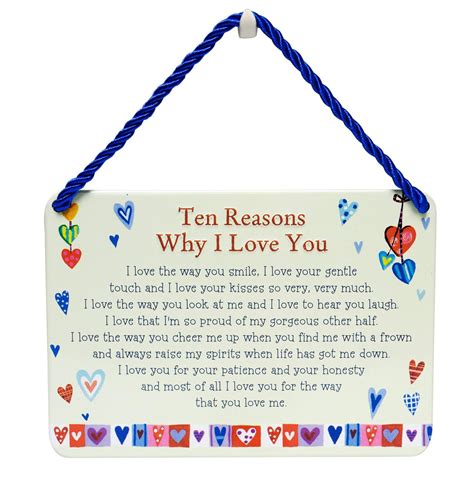 Heartwarmers Hang Ups Plaque Ten Reasons Why I Love You Curios Ts