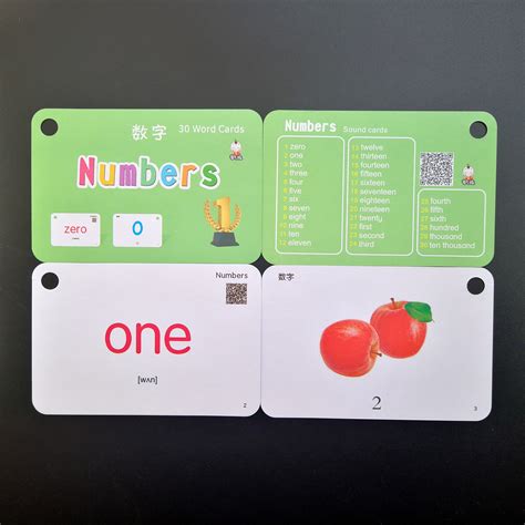 32pcsset Numbers English Chinese Word Flash Cards Pictureandvoice Card