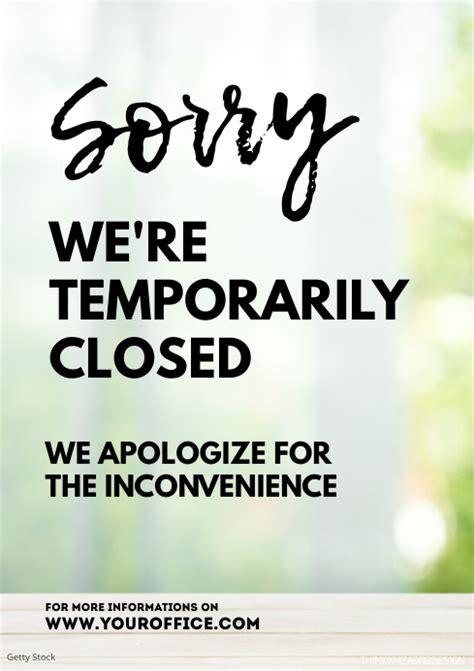 Sorry Were Temporarily Closed Flyer Poster Template Postermywall