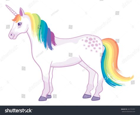 Cartoon Unicorn Rainbow Mane Tail Standing Stock Vector 241772701