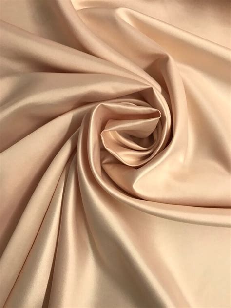 Champagne Pink Dull Satin Fabric By The Yard Duchess Satin Etsy