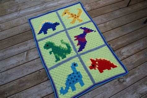 C2c Little Dino Blanket Doitmegself Crochet Dinosaur Patterns