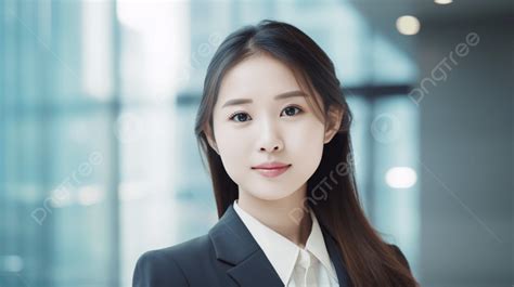 Wanita Muda Asia Dalam Pakaian Bisnis Potret Senyum Wanita Bisnis