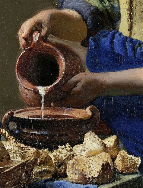 Maids weren't usually depicted the way vermeer did in the 17th century. Johannes Vermeer - Detail of the milkmaid 1660 | Живопись