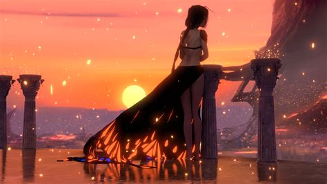 Wlop Anime Girl Sunset 4k Hd Anime 4k Wallpapers Images Backgrounds