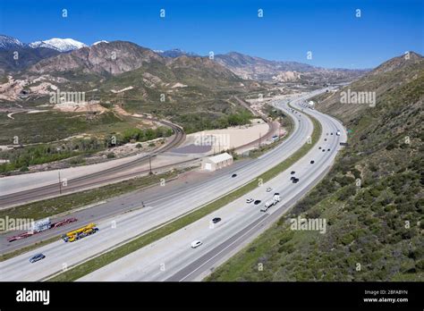 Aerial View Of Interstate 15 I 15 Freeway As It Climbs The Grade At