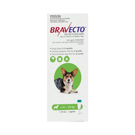 Buy Bravecto Spot On For Medium Dogs 10 20 Kg Green Online