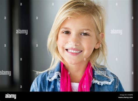 Portrait Of A Cute Little Girl Smiling Stock Photo Alamy