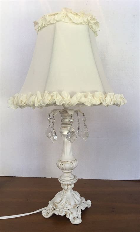 New Shabby Chic Vintage Style Table Lamp With Crytals Cream Etsy