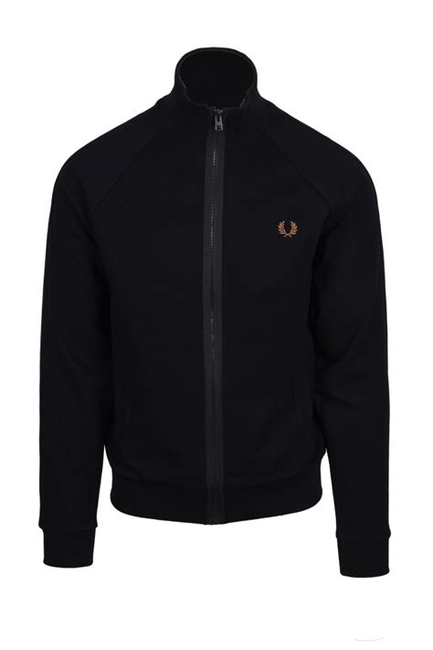 fred perry knitted tape jacket black j5550