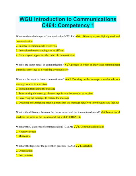 Wgu Introduction To Communications C464 Competency 1