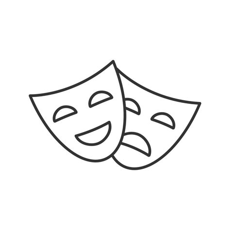 Comedia Y Tragedia Máscaras Icono Lineal Ilustración De Línea Fina