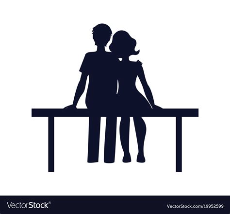 Couple In Love Sit On Bench Royalty Free Vector Image