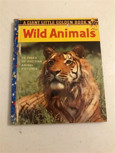 Vintage 1958 Giant Little Golden Book Wild Animals A Edition Childrens