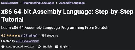 Udemy X86 64 Bit Assembly Language Step By Step Tutorial 2020 8