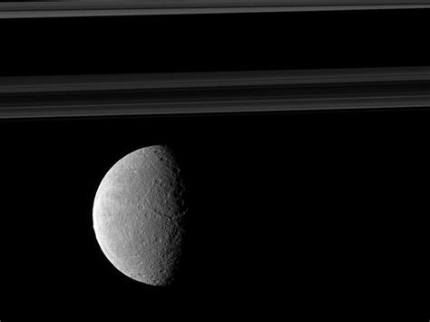 Saturns Moon Rheas Shows Off Wispy Terrain International Space