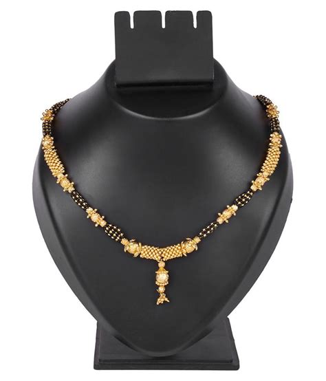 K Gold Plated Traditional Black Shining Jewel Beads Thushi