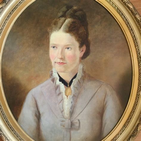 Antiques Atlas Oval Portrait Painting Lady Wearing Gold Broach