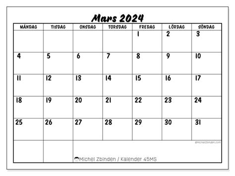 Kalender Mars 2024 45 Michel Zbinden Sv