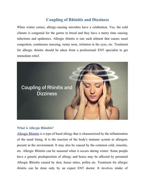 Ppt Coupling With Rhinitis And Dizziness Powerpoint Presentation