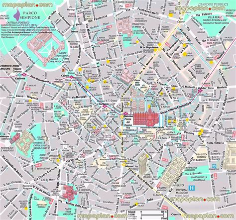 Milan Top Tourist Attractions Map Milan Inner City Centre Top