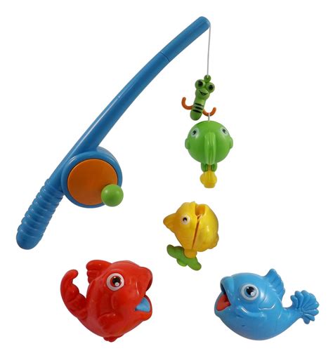 Rod And Reel Fishing Game Bath Toy Set For Kids With Fish And Fishing