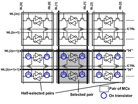 Conventional Memory Cell Array Structure With Half Selection Problem