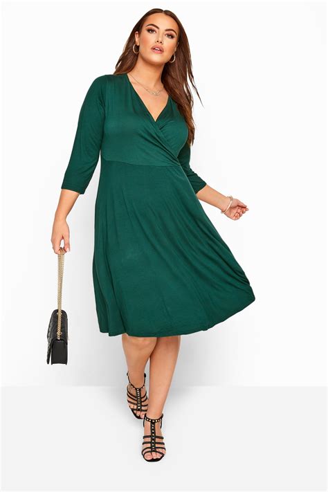 Yours London Bottle Green Wrap Dress Yours Clothing