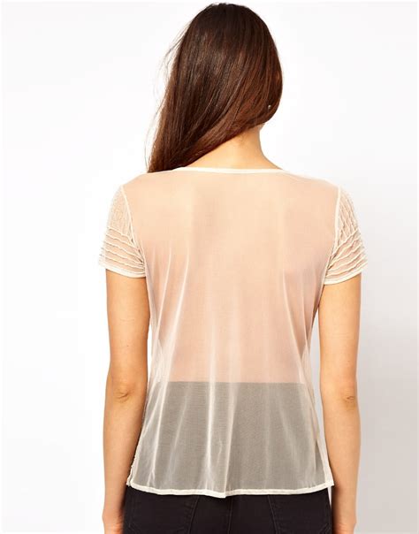 Tfnc London Sheer T Shirt With Embellishment In White Lyst