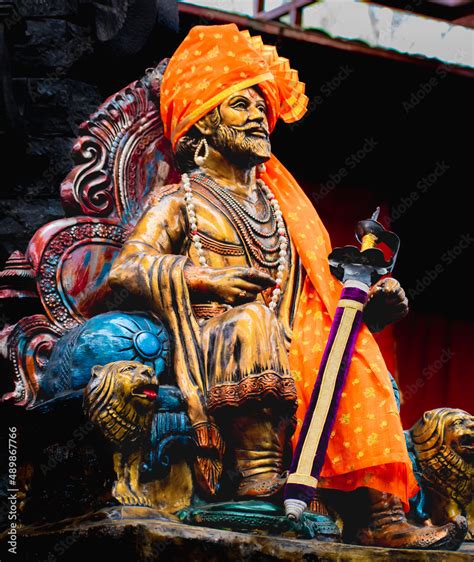 Chhatrapati Shivaji Maharaj शिवाजी महाराज Statue Pune Stock Photo