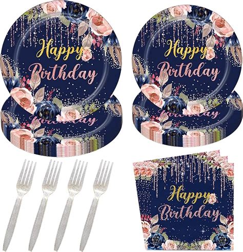 100 Pcs Happy Birthday Plates And Napkins Party Supplies