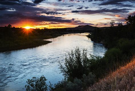 Dramatic Sunset Along Boise River In Boise Idaho Usa Photograph By